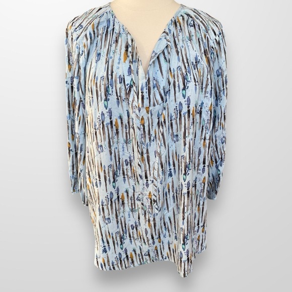 Evri Woman's Size 2X Top Shirt Tunic Blue Lightweight Flowy 3/4 Sleeve - Picture 8 of 9